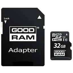 Карта пам'яті Goodram microSDHC, 32Gb, M1AA, Class10 UHS-I U1, SD адаптер, до 100/10 МБ/с (M1AA-0320R12)