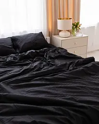 Постільна білизна полуторна Dushka Home Страйп сатин 20588 160х215 см чорна