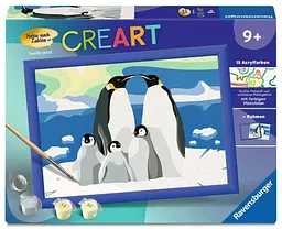 Картина за номерами Сім'я пінгвінів Ravensburger CreArt 24×18 см з рамкою 15 акрилових фарб від 9 років (SKU-280)