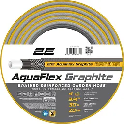 Шланг садовий AquaFlex Graphite 3/4" 30м 4 шари 20бар -10+50°C 2E sad0001806 - мініатюра 2