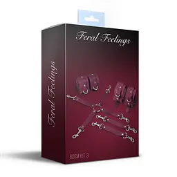 Набір для БДСМ Feral Feelings BDSM Kit 3 Burgundy, наручники, поножі, хрестовина - мініатюра 2