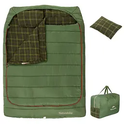 Спальний мішок двомісний Naturehike CNK2350WS019 із подушками (Зелений) - мініатюра 2