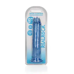 Фалоімітатор RealRock Crystal Clear 9'' 25 см (блакитний) - мініатюра 9