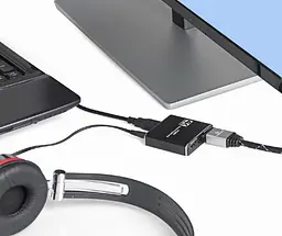 Адаптер Cablexpert HDMI - HDMI+USB+3.5 мм (F/F), Чорний (UHG-4K2-01) - мініатюра 3