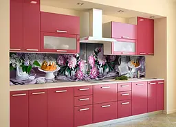 Кухонний фартух Півонії та Бузок для кухні наклейка Квіти букети дошки Рожевий 60х250 см Happy Pocket Z180467 - мініатюра 3