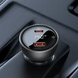 Автомобільний зарядний пристрій Baseus Digital Display PD3.1 Dual Fast Charger Car Charger USB+Type-C 140W Set CGZX070001 Black - мініатюра 7