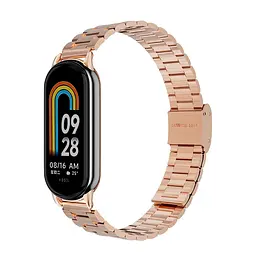 Ремінець для фітнес-браслета Tamister для Xiaomi Mi Band 8 металевий тип В із застібкою рожеве золото - мініатюра 2