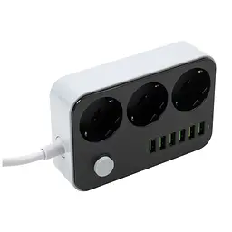 Мережевий фільтр живлення ColorWay CW-CHЕ36B, 3 розетки/6USB Black 1.8M (CW-CHE36B) - мініатюра 3