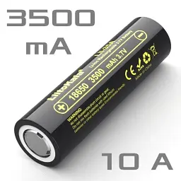 Акумулятор 18650 LiitoKala Lii-35A 3500 mAh літій-іонний Li-Ion для електронних пристроїв 10А, 3.7V Плоский плюс (19311) - мініатюра 3