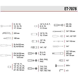 Набір інструментів Intertool ET-7078 78шт [85185] - мініатюра 14