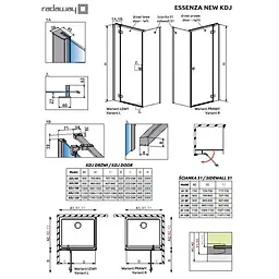 Душова стінка Radaway Essenza New Black KDJ/KDJ+S 100x200 скло прозоре (384052-54-01) - мініатюра 4