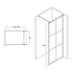 Душова стінка Volle Malla Negra Walk-In 110x200 18-08-110black set, прозорий - мініатюра 2
