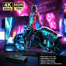 HDMI-перемикач 4K 60 Гц, PORTTA двонаправлений 2.0-перемикач 2 в 1 вихідний розгалужувач 1 в 2 виходи концентратор HDR HDCP2 - мініатюра 7