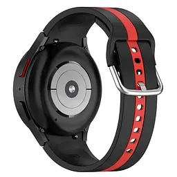 Браслет D2 для Samsung Galaxy Watch 4 - чорно-червоний ширина кріплення 20мм силікон Watchbands (W16-6WB20115644) - мініатюра 2