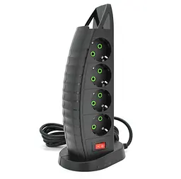 Мережевий фільтр-подовжувач Voltronic F-14, 8 розеток EU + 3xUSB + Type-C, 2 м, 3×0,75 мм, 2500 Вт, чорний - мініатюра 2