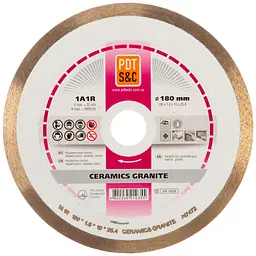 Алмазний диск по кераміці PDT Ceramics Granite 1A1R 180х1,6х10х25,4 мм