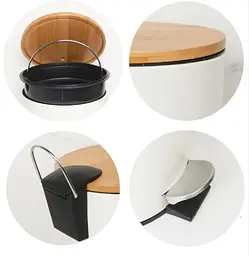 Відро для сміття Yoka Vini white bamboo 3л для ванної кімнати CH.VINI-WHT, Білий - мініатюра 3