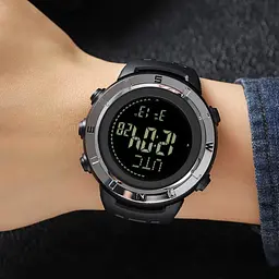 Годинник чоловічий спортивний з компасом Skmei 2096 Compass (Чорний з сріблястим) - мініатюра 6