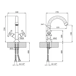 Змішувач для раковини Kroner KRM Aller - C010 (CV012063) - мініатюра 7