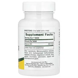 Бетаїн Betaine Hydrochloride 600 mg 90 таблеток NaturesPlus vit0006493 - мініатюра 2