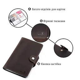 Візитниця велика Shvigel 13904 шкіряна коричнева - мініатюра 4