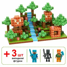 Магнітний конструктор Minecraft 100 шт + 3 фігурки по грі Майнкрафт ліс та водоспад Mk001006 - мініатюра 5
