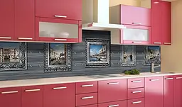 Кухонний фартух Картини на дерев'яними тлі вінілова наклейка для кухні Анотація Сірий Happy Pocket Z181313 - мініатюра 2