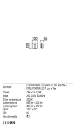 Бра Redo QUDA AP SQ LED 1x6W+1x3W 3000K WHITE (5.1.2) 01-1491 - мініатюра 3