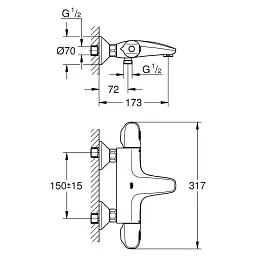 Змішувач термостатичний для ванни Grohe Grohtherm 1000 30412 - мініатюра 2