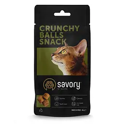 Ласощі хрумкі Savory Cats Snacks Crunchy Balls Для дорослих вибагливих котів кульки з котячою м'ятою 60 г