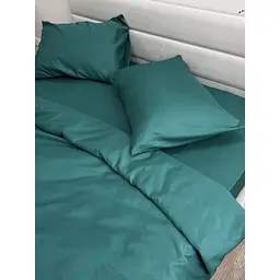 Комплект постільної білизни Ecotton Dark Green євро полісатин темно-зелений (25190) - мініатюра 2