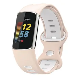 Силіконовий ремінець Primolux Sport для фітнес браслета Fitbit Charge 5/Charge 6 Pink White/розмір М - мініатюра 3