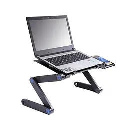 Чорний столик підставка для ноутбука з охолодженням Laptop Table T8 - мініатюра 2