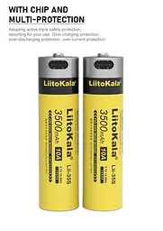Акумулятор LiitoKala 18650 Lii-35S Li-ion 3500mAh 3.7V Type-C Жовтий (2663276247) - мініатюра 6
