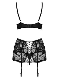 Комплект білизни Obsessive Peonesia S/M чорний - мініатюра 6