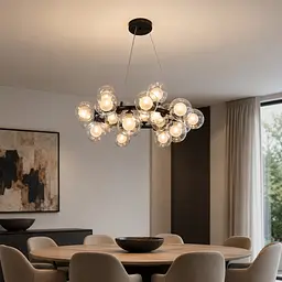 Підвісна люстра Artlight 1102/25BK з 25 скляними плафонами G9, чорна, від 13-20 м²