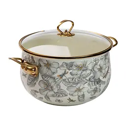 Каструля емальована 6,5 л зі скляною кришкою, flowers Yiwu HP-2-107 - мініатюра 3