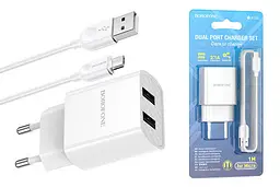 Зарядний пристрій із кабелем Micro Borofone BA53A Powerway 2 USB 2.1A біле - мініатюра 2