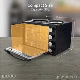 Електрична піч BROCK TO 3002 B 1600Вт/ 30л /електроплита/ механічне керування/чорна - мініатюра 8