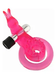 Ерекційне кільце з вібрацією Seven Creations Cock Ball Ring Rabbit рожевий - мініатюра 3