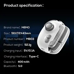 Ігровий контролер джойстик для телефону Memo MB03 тригер для смартфона White (19175) - мініатюра 6