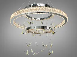 LED-люстра Diasha 598/800+500+400HR хром з метеликами 176 Вт пульт - мініатюра 3