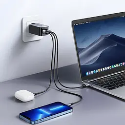 Зарядний пристрій 3xUSB 65W (2хUSB-C+USB-A) Gan CD244 Сірий Ugreen - мініатюра 6