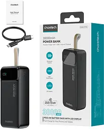 Портативна батарея Choetech Power bank B730 30000mAh 22.5W Black - мініатюра 2