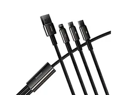 Кабель Lightning / Micro USB / USB Type-C BASEUS Tungsten Gold 3-in-1 1.5m Black (CAMLTWJ-01) - мініатюра 2