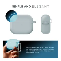 Силіконовий чохол для навушників Apple AirPods 3, Hang Case, люмінесцентний, ультратонкий захисний кейс товщиною 2 мм, захист від подряпин, пилу та ударів, компактний, з карабіном для кріплення, ArmorStandart (ARM60314) - мініатюра 2
