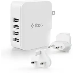 Мережевий зарядний пристрій Ttec Quattro Traveler 4хUSB 5.1A/25Вт White (2SC02BUK) - мініатюра 2