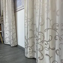 Жакардові штори бежевого кольору з вензелем на тасьмі 2шт. 150х270 ALBO pbe0052397 - мініатюра 6