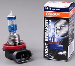 Галогенова лампа OSRAM H11 64211NBU NightBreakerUnlimited +110% 12V 55W PGJ19-2 10X10X1 - мініатюра 2