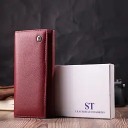 Горизонтальний жіночий гаманець з натуральної шкіри ST Leather 22516 бордовий - мініатюра 10